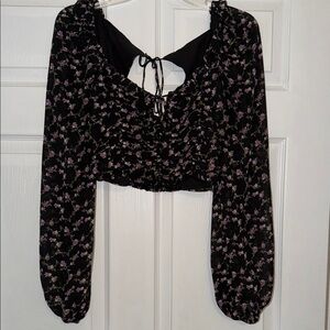 Cotton Candy Black and Purple Floral Blouse